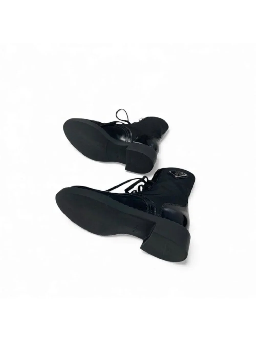 Prada Boots Short Shoes Nylon Leather Black Re-nylon Brushed - Picture 7 of 10